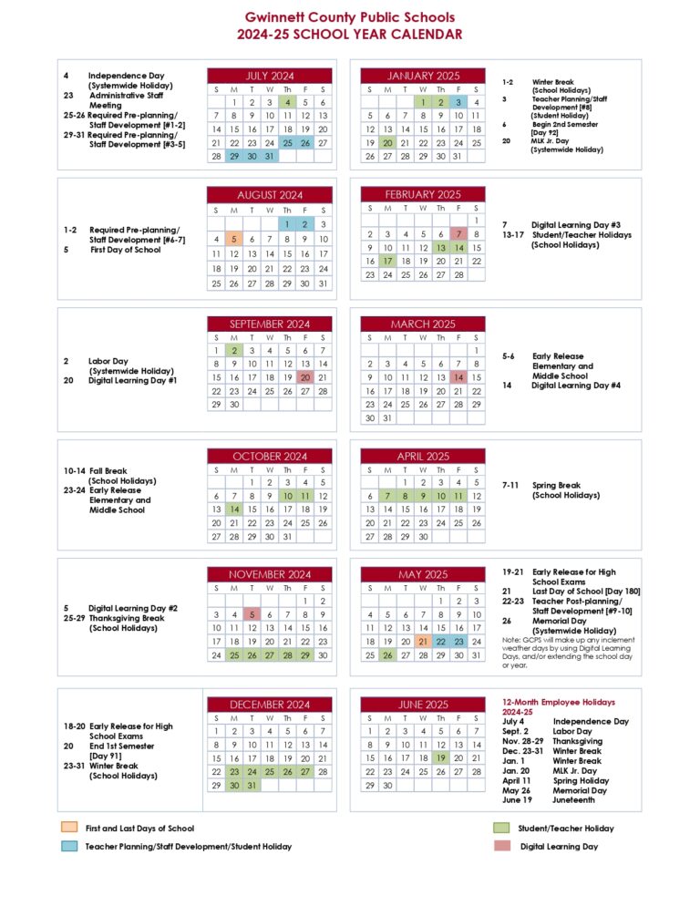  Gwinnett County Public School Calendar 2024 2025 GCPS 