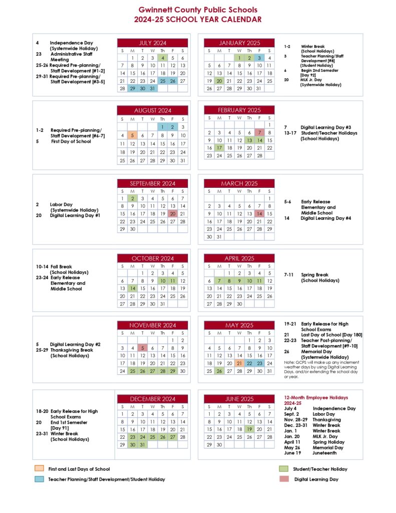  Gwinnett County Public School Calendar 2024 2025 GCPS 
