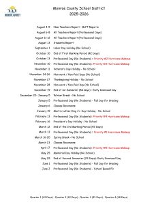 Monroe County Schools Calendar 2026-2027 [Academic Year]