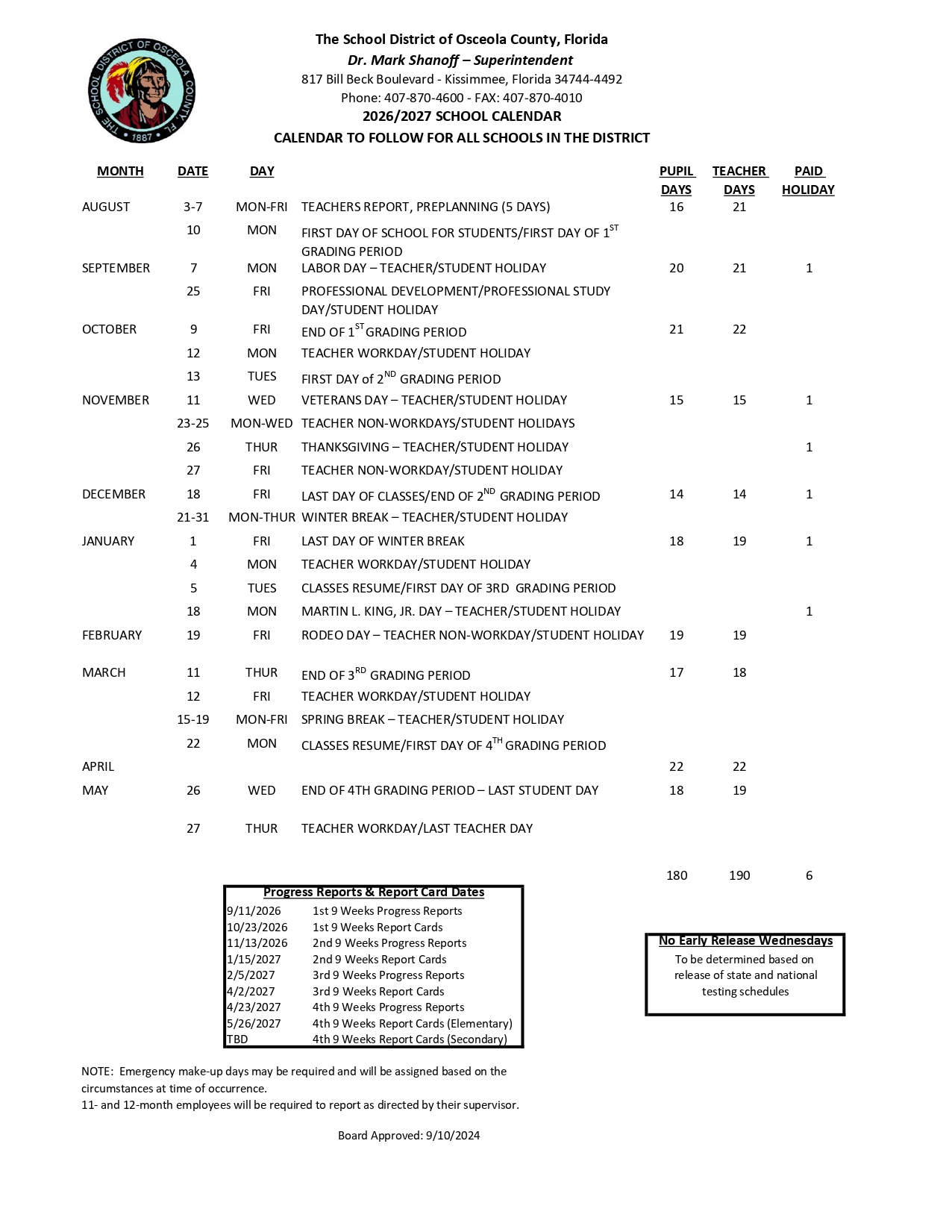 Albemarle County Public Schools Calendar 2026