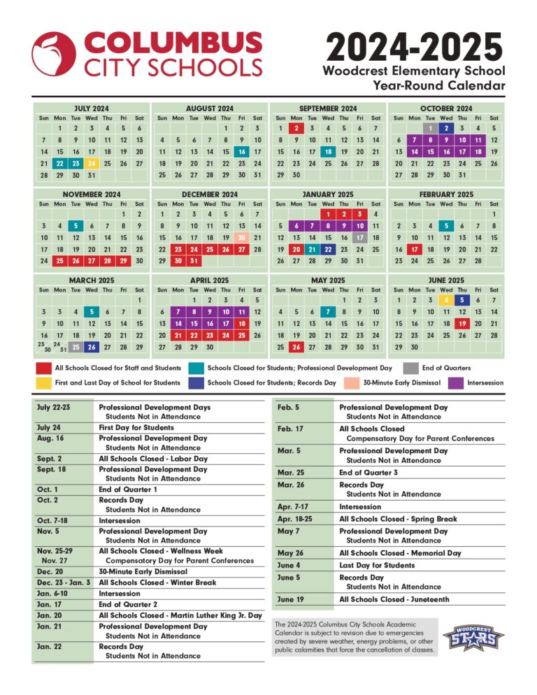 Columbus City Schools Calendar 2025 2026 Public Schools 