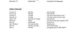 Wake Forest University Academic Calendar