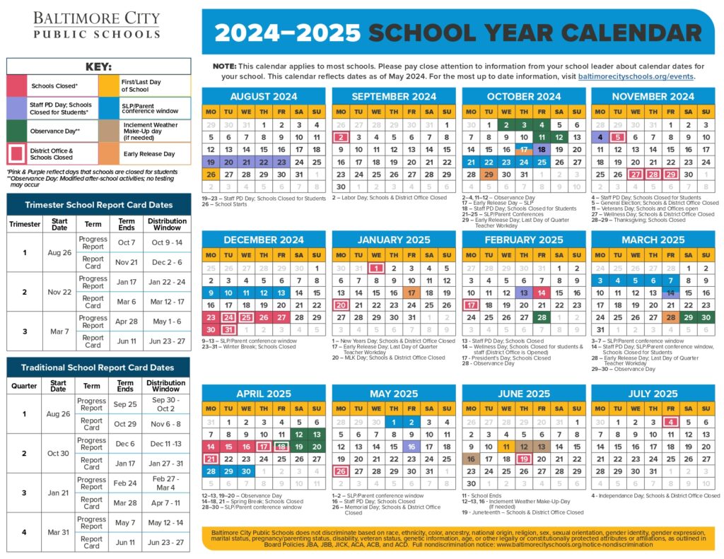 Baltimore City Public Schools Calendar 2024 2025 PDF Baltimore City Public Schools Calendar 2024 2025 PDF