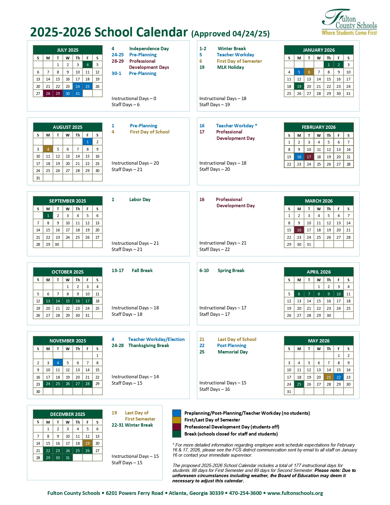 Fulton County Schools Calendar