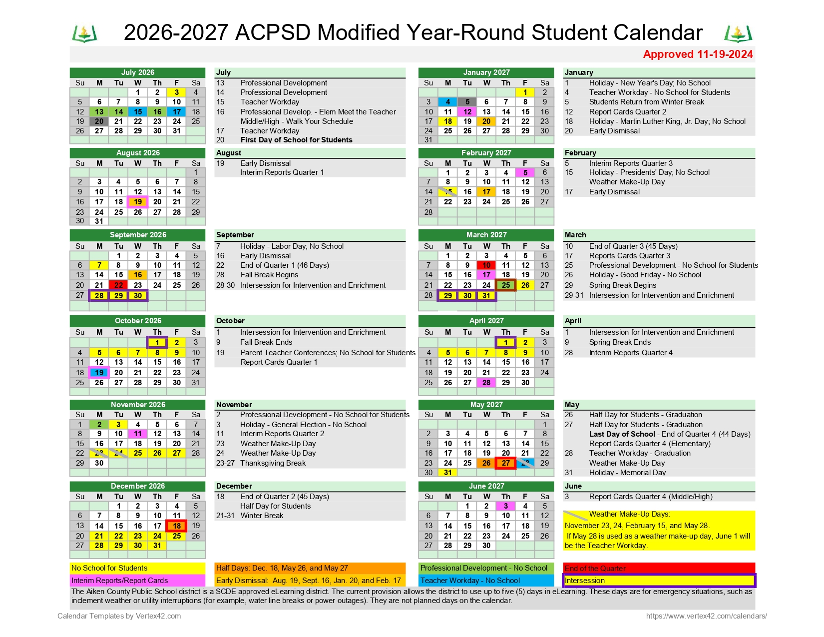 Aiken County Public Schools Calendar 2026
