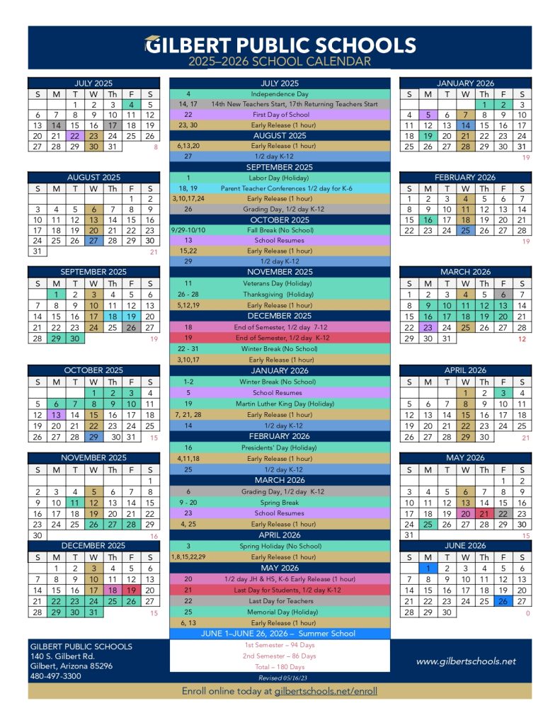 Gilbert Public Schools Calendar 2025