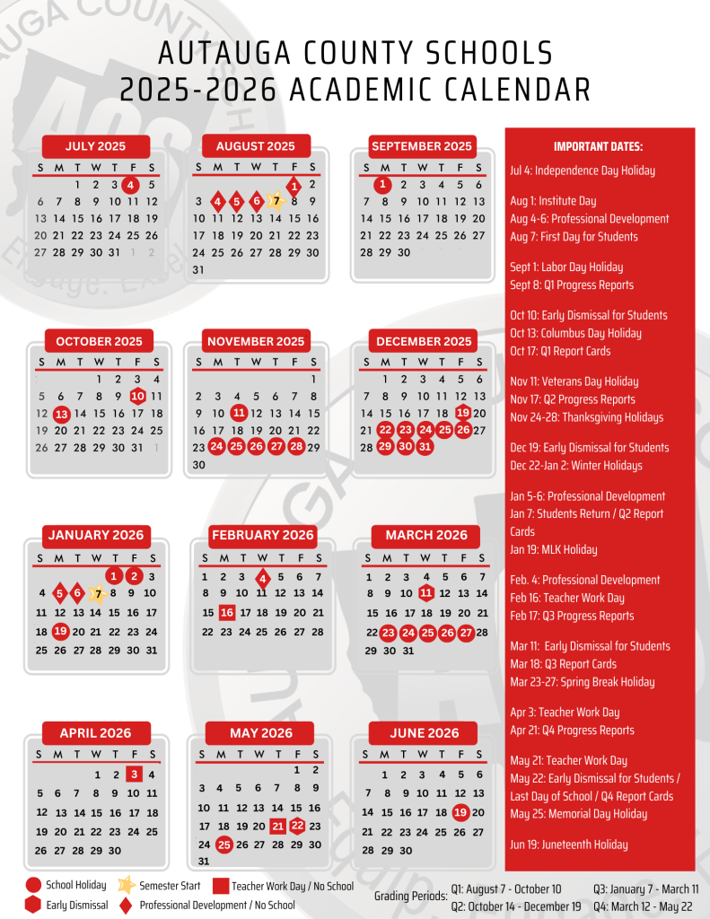 Autauga County Schools Calendar 2025