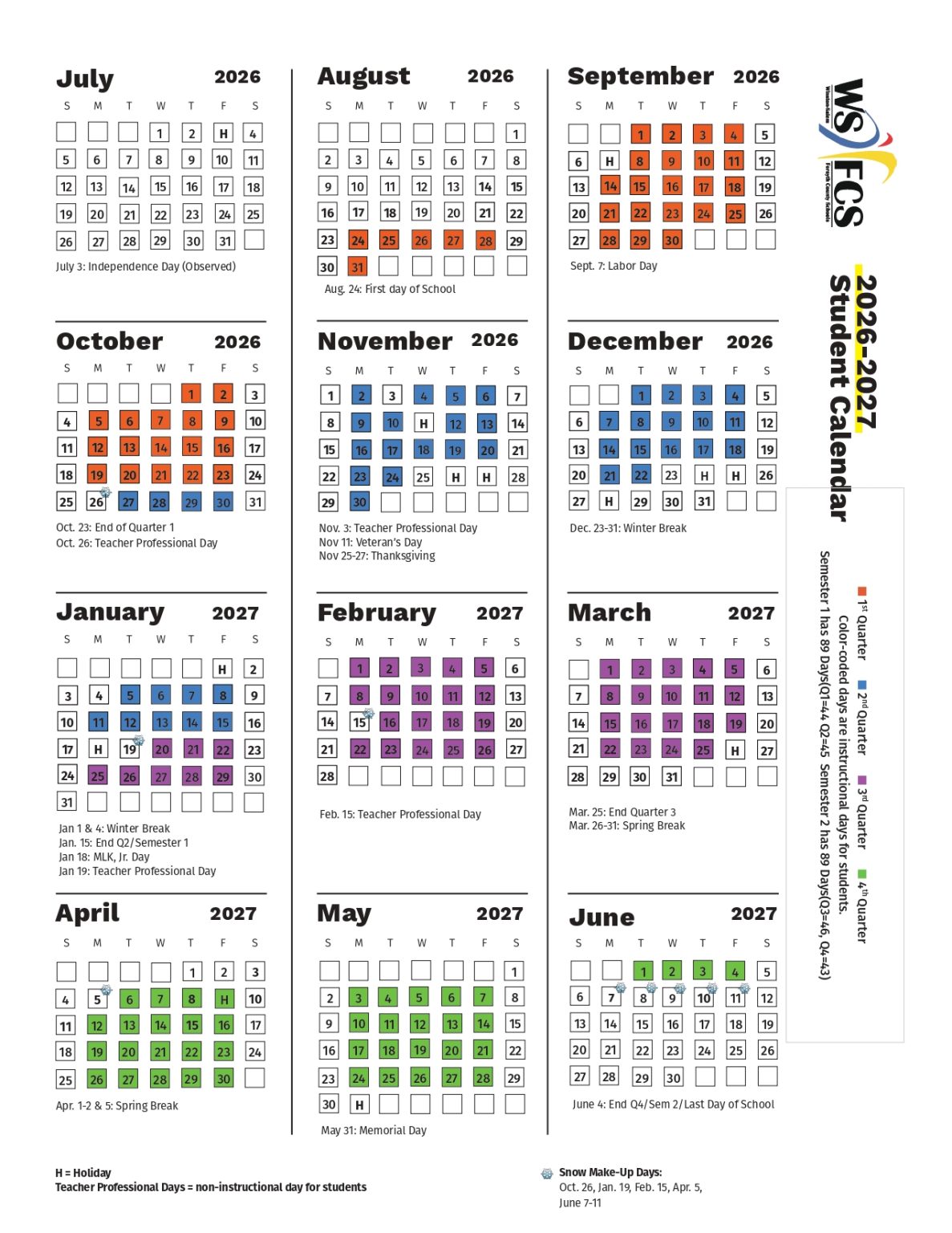 Forsyth County Schools Calendar 2026 - School District Calendar