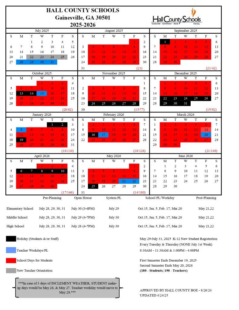 Hall County Schools Calendar 2025