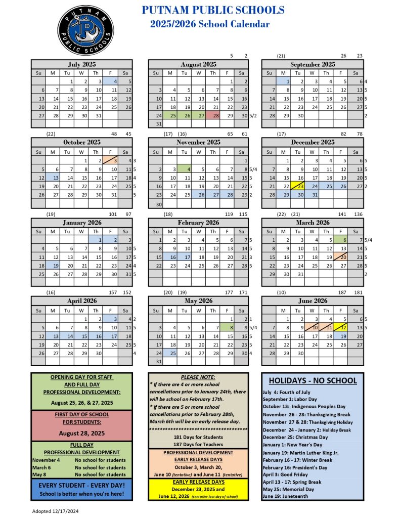 Putnam County Schools Calendar 2025