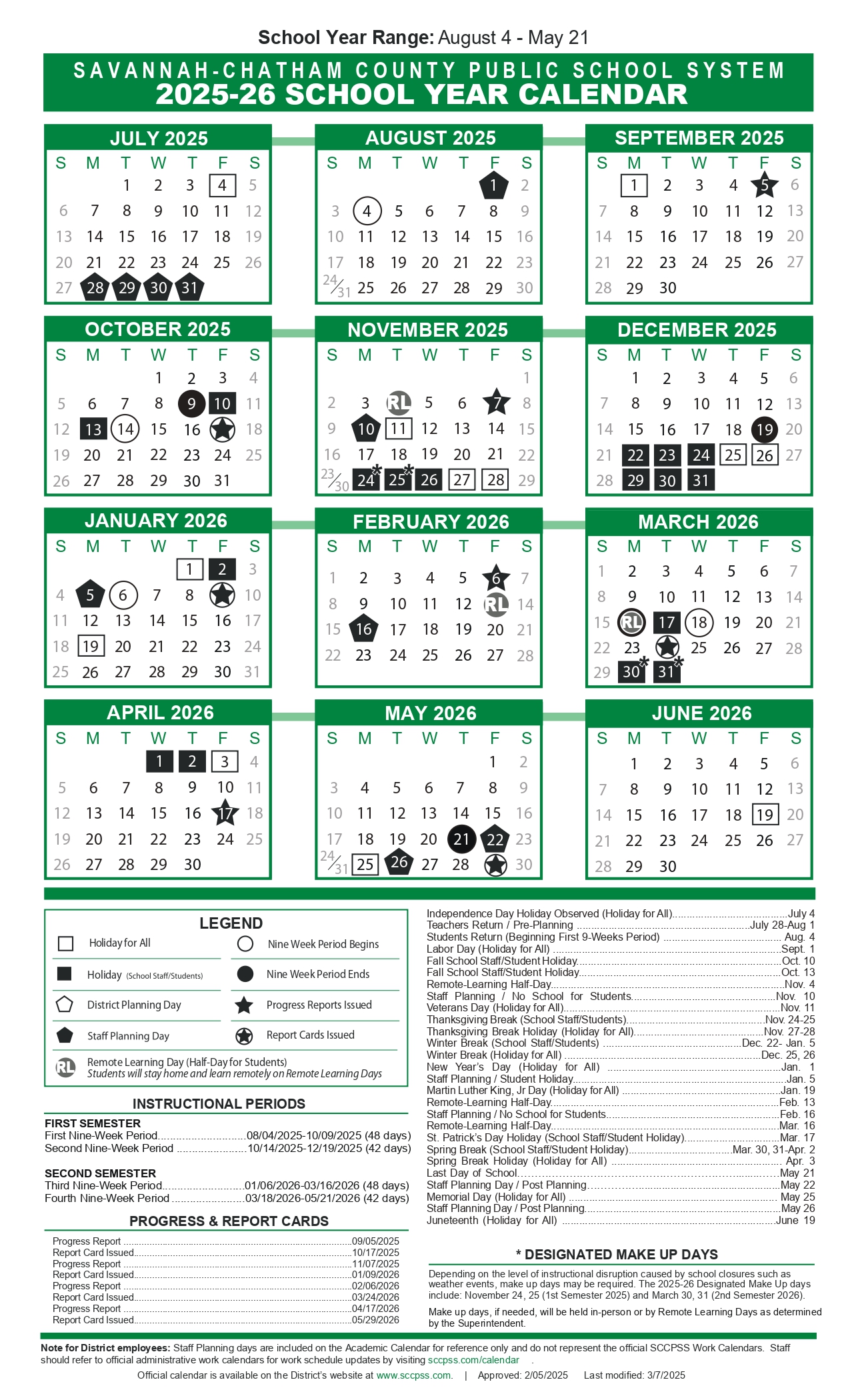 Savannah Chatham County Public Schools Calendar 2025