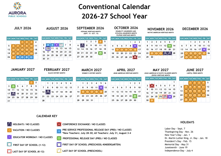 Aurora Public Schools Calendar 2026-2027 [Schedule]