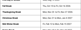 Overview of 2026-2027 School Calendar