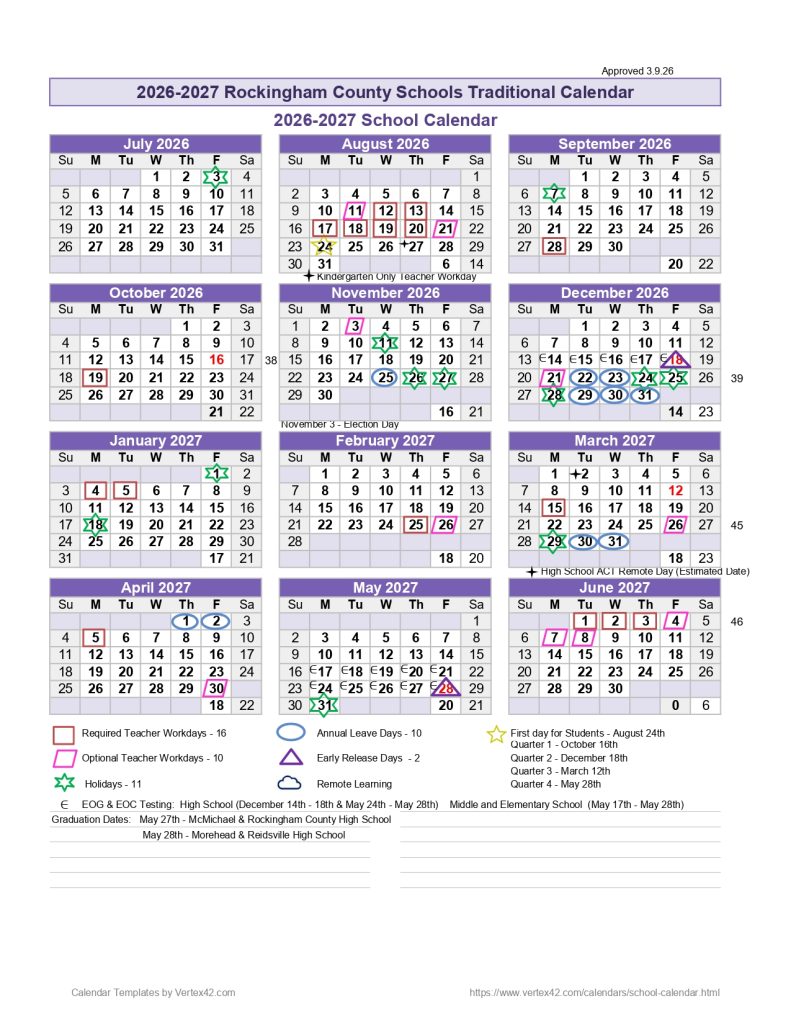 Rockingham County Public Schools Calendar 2026-2027 [PDF]